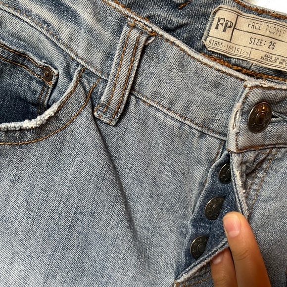 Free People Patchwork Frayed Hem Skinny Jeans - Picture 4 of 8